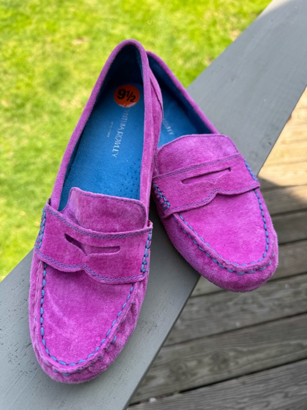 Cynthia Rowley Fuchsia Suede Penny Loafers Size 9 1/2